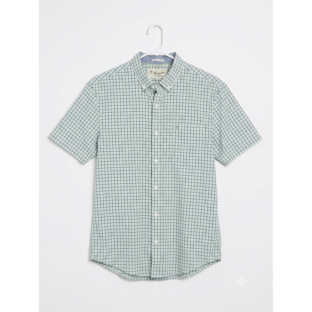 Original Penguin Mens M Heritage Slim Fit Plaid Shirt Preppy Golf Coastal